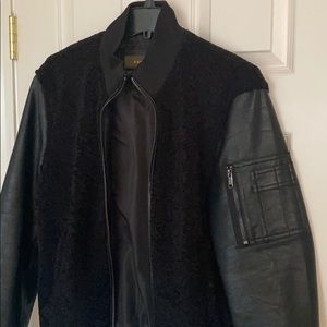 Zara Black Sherpa and Pleather Bomber